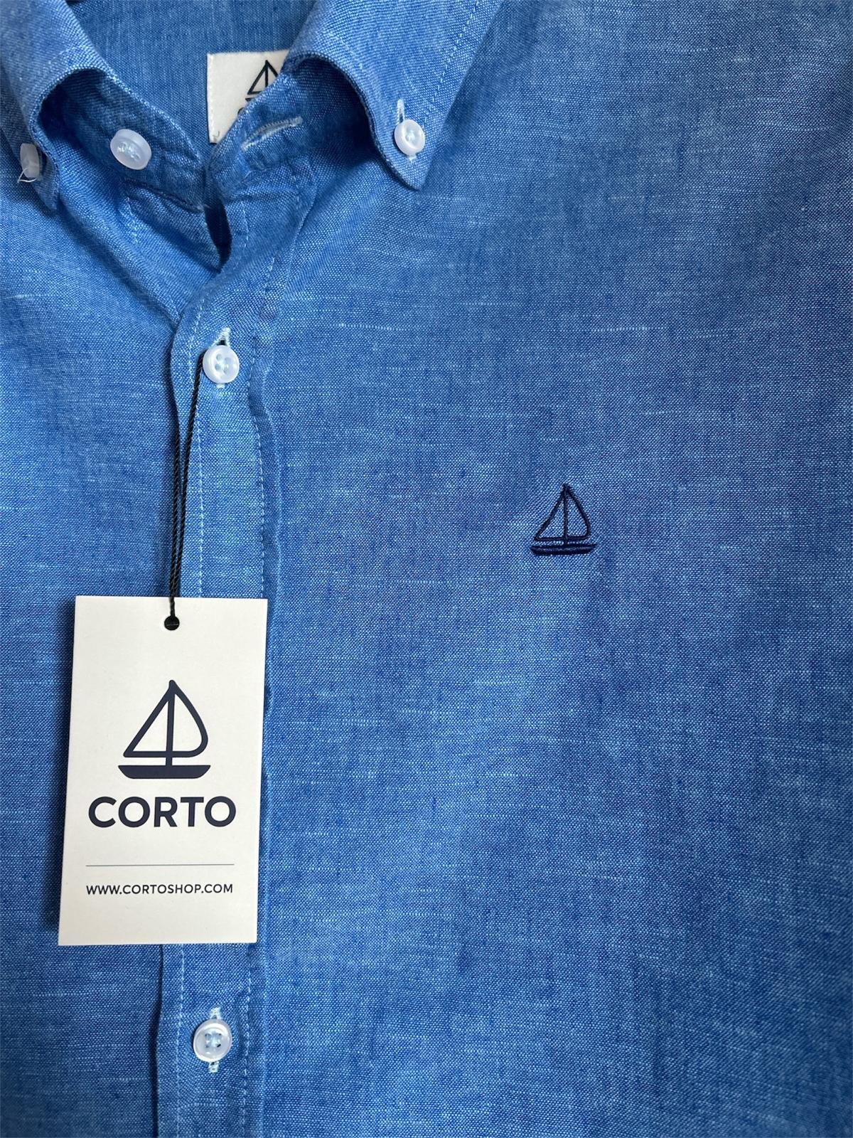 Camisa Azul Linho-Algodão
