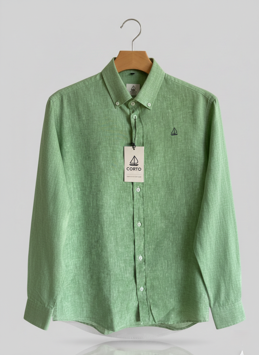 Camisa Verde Lino-Algodón