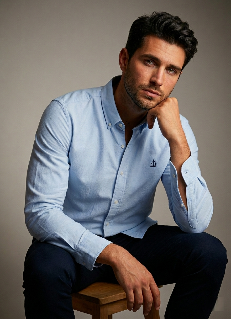 Camisa Oxford Azul