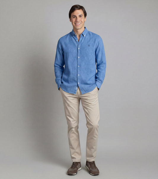Camisa Azul Lino-Algodón