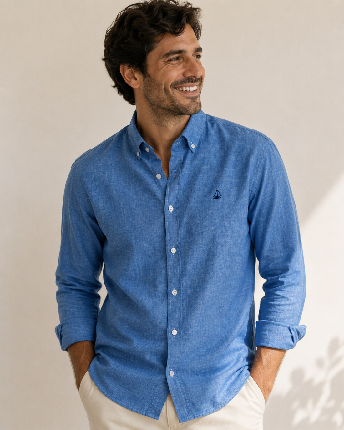 Camisa Azul Lino-Algodón