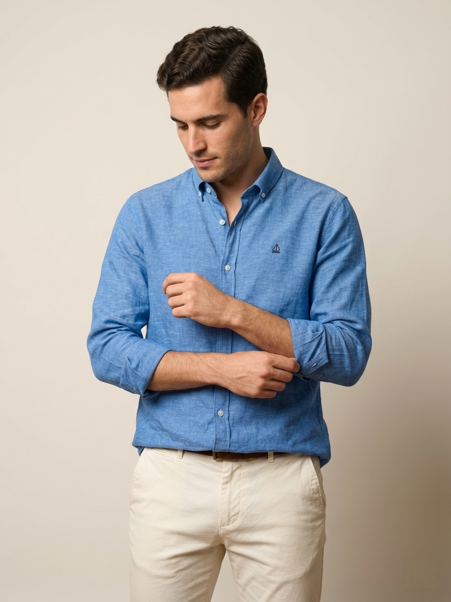 Camisa Azul Lino-Algodón