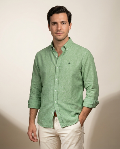 Camisa Verde Lino-Algodón