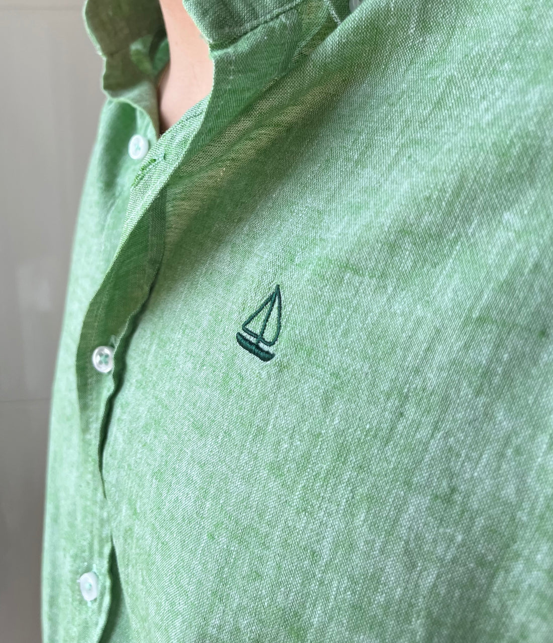 Camisa Verde Lino-Algodón