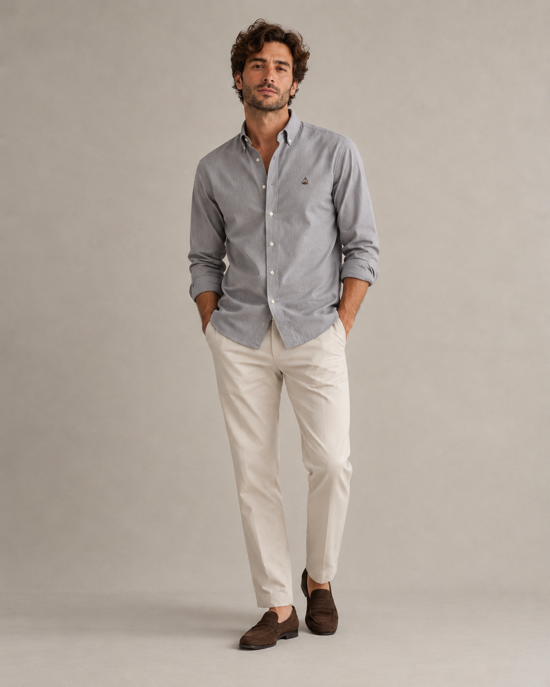 Camisa Oxford Gris