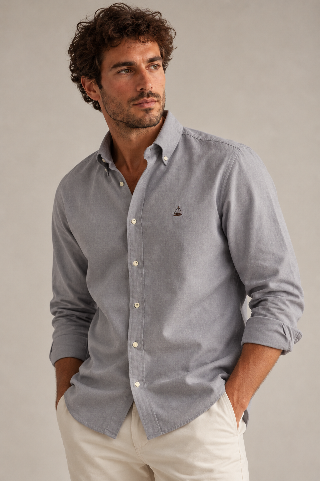 Camisa Oxford Gris