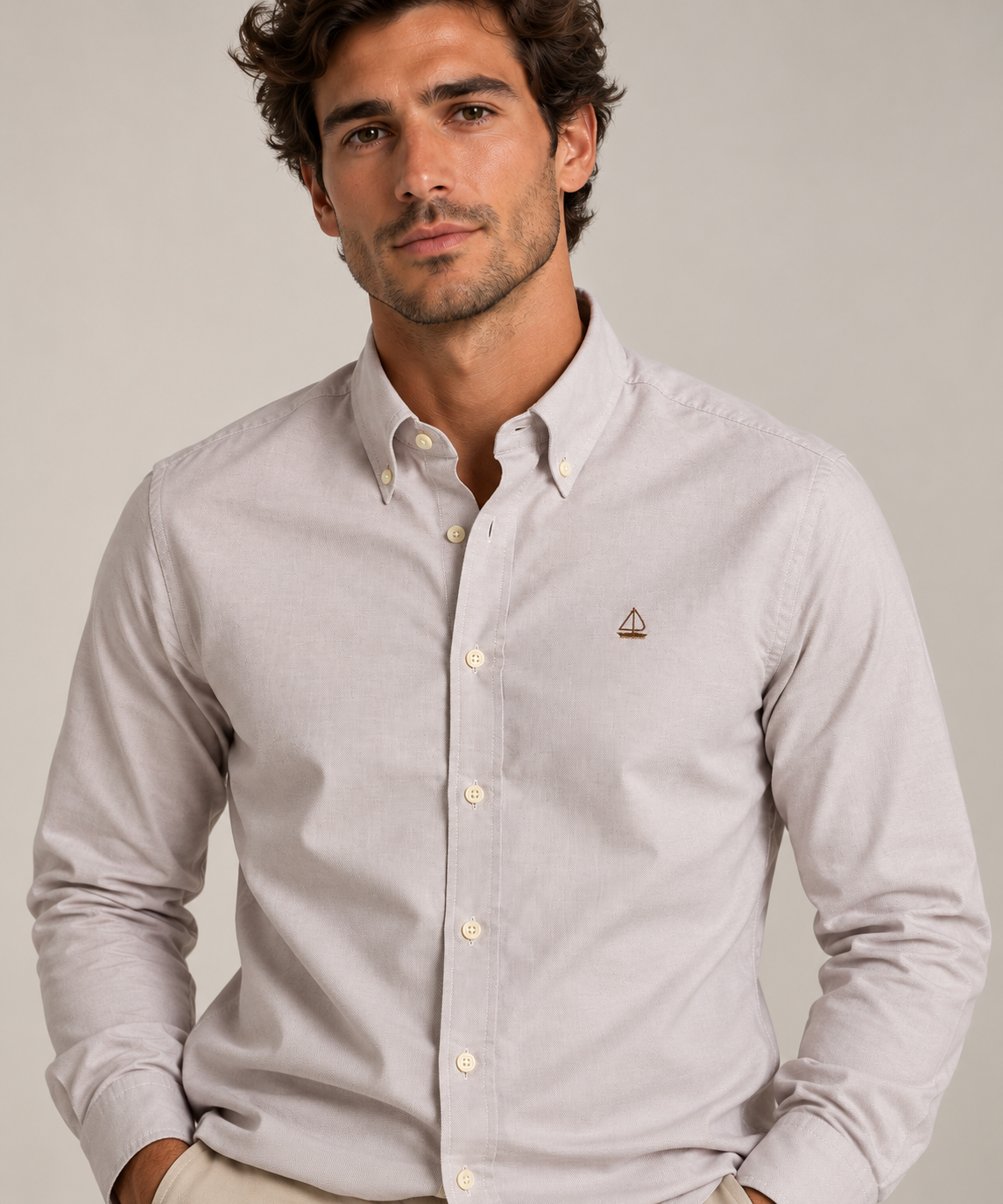 Camisa Oxford Marrón