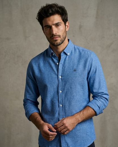 Camisa Azul Lino-Algodón