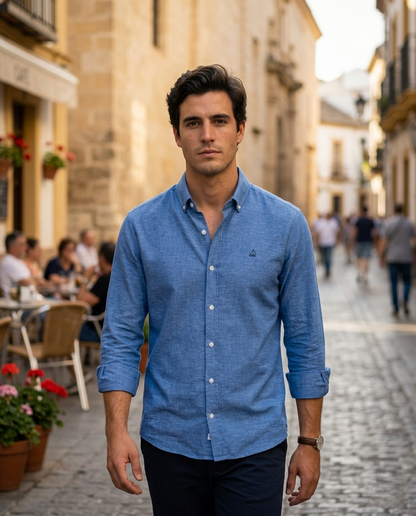 Camisa Azul Lino-Algodón