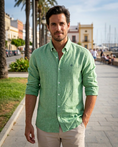 Camisa Verde Lino-Algodón