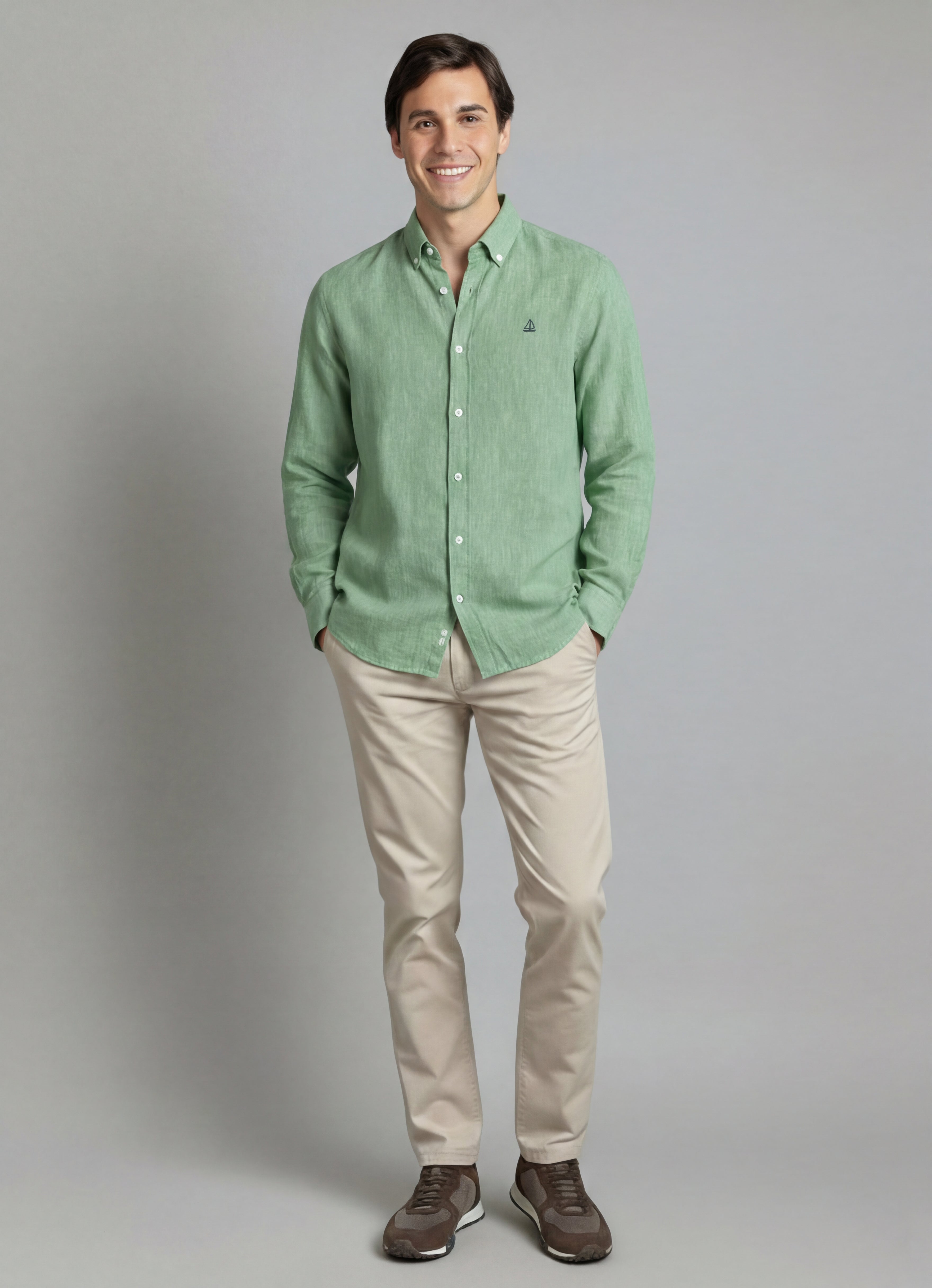 Camisa Verde Lino-Algodón