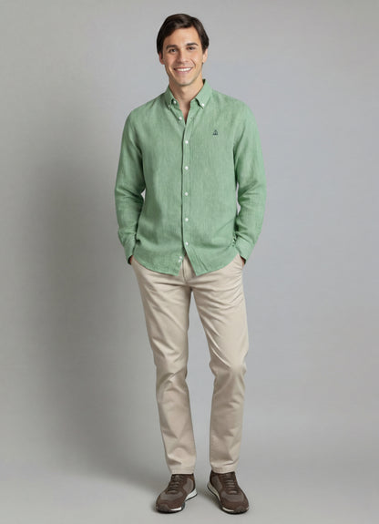 Camisa Verde Lino-Algodón