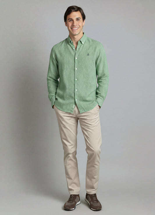 Camisa Verde Lino-Algodón